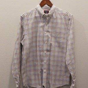 Men's Large Cream Plaid Untuckit Shirt
